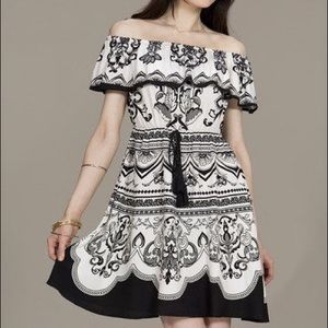 Black & White Off-Shoulder Dress, Flying Tomato, S